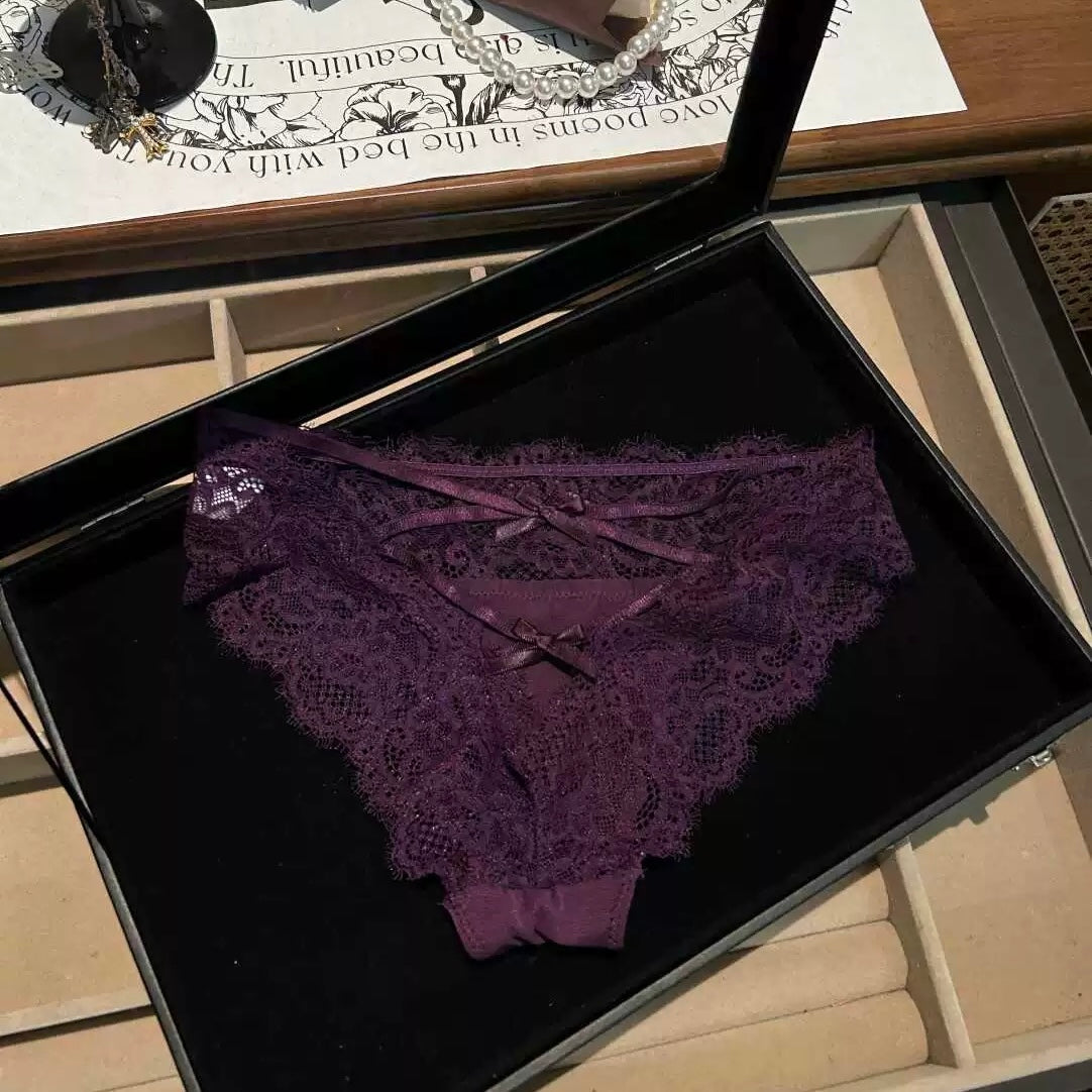 "Purple Seduction" Bow Strap Lace Panty