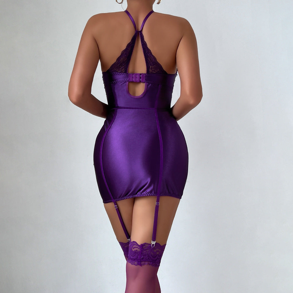 "Purple Seduction" Lace & Silk Strapless Dress