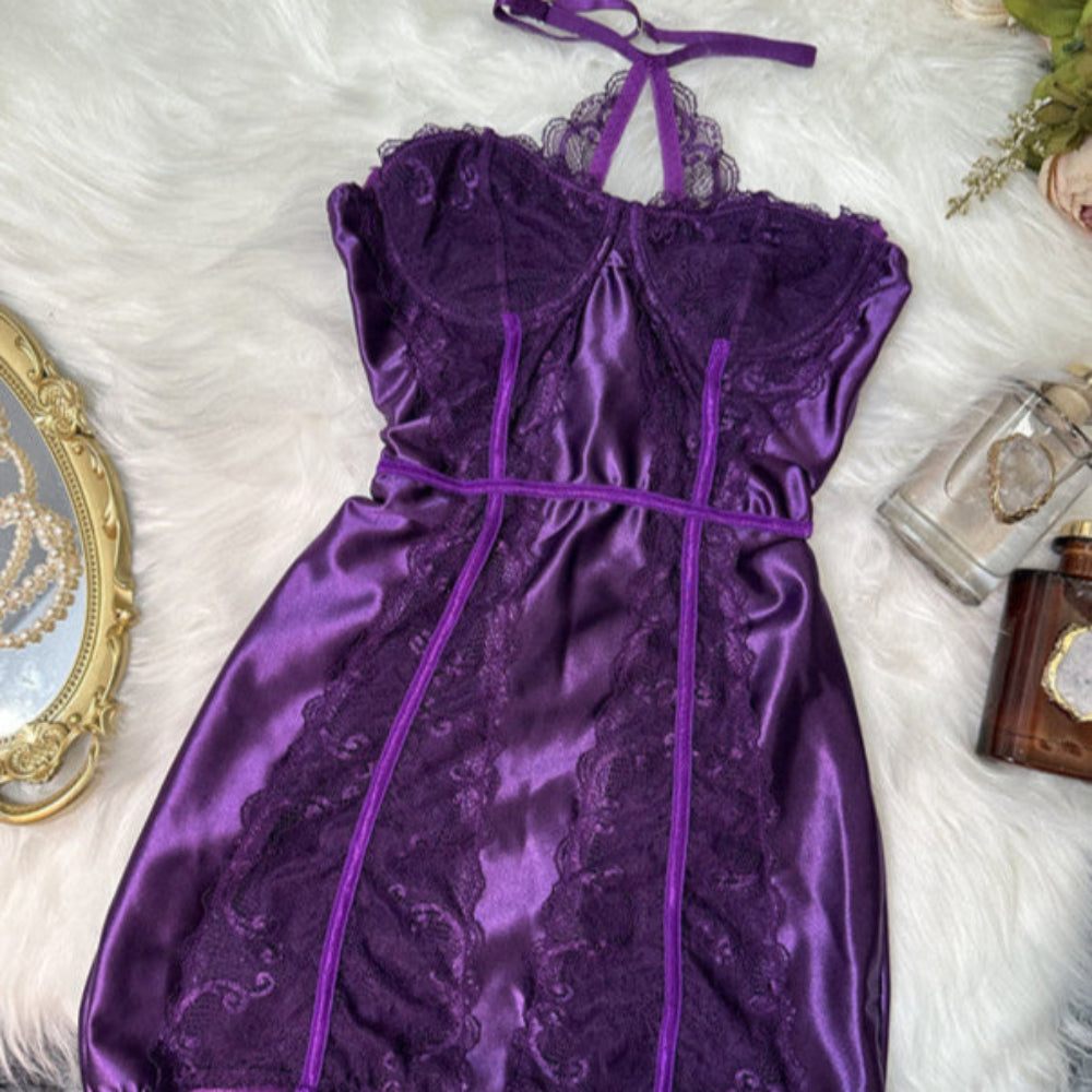 "Purple Seduction" Lace & Silk Strapless Dress
