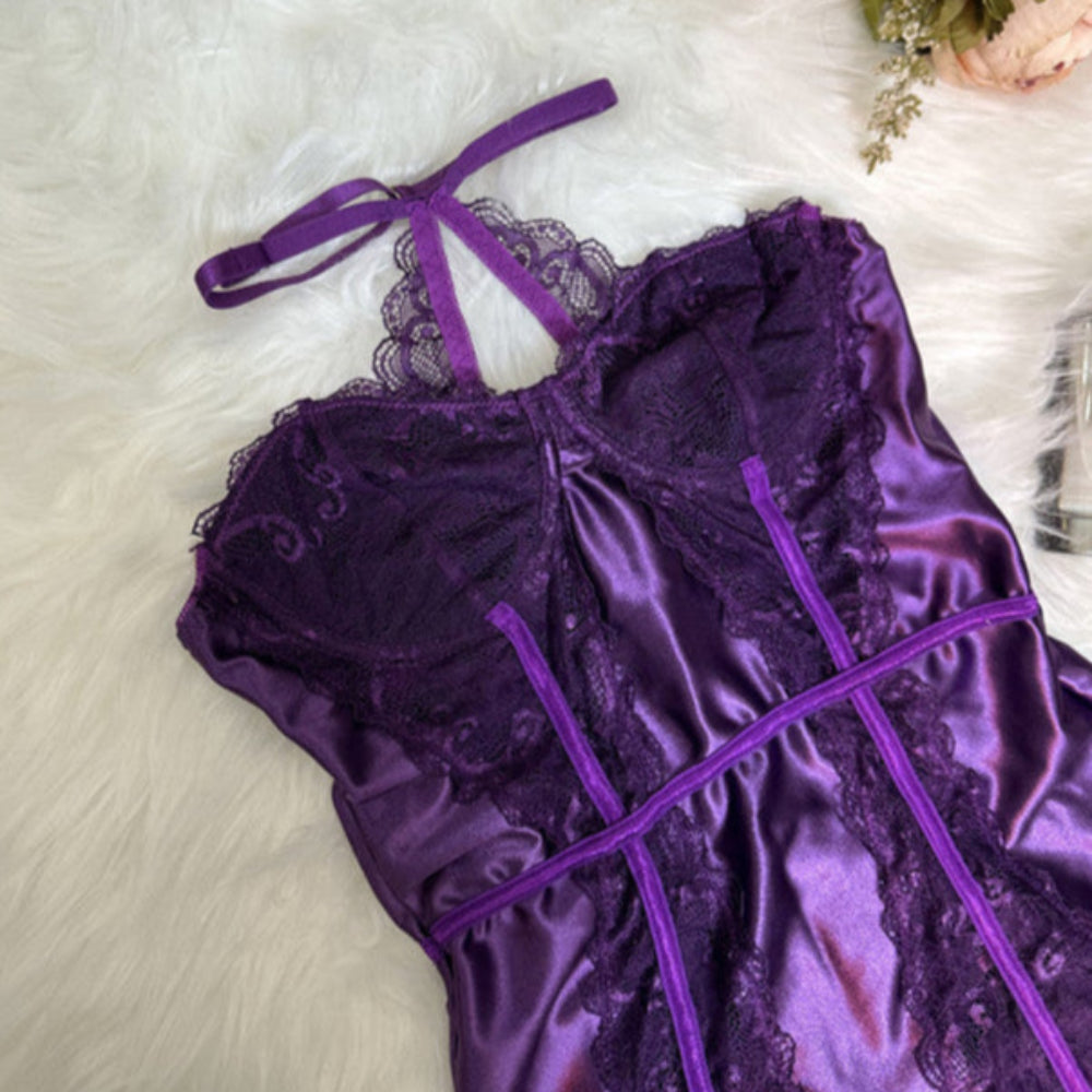 "Purple Seduction" Lace & Silk Strapless Dress
