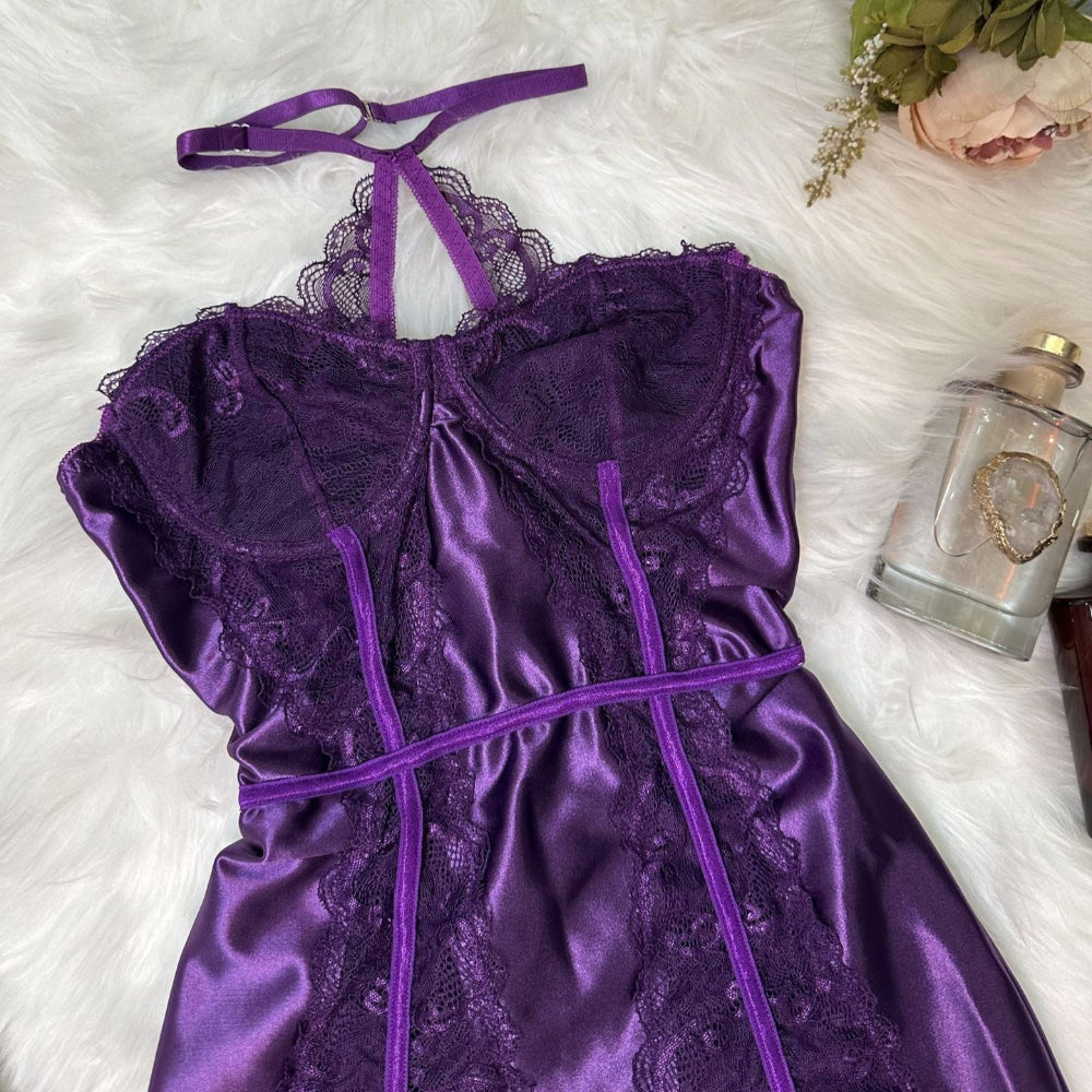 "Purple Seduction" Lace & Silk Strapless Dress