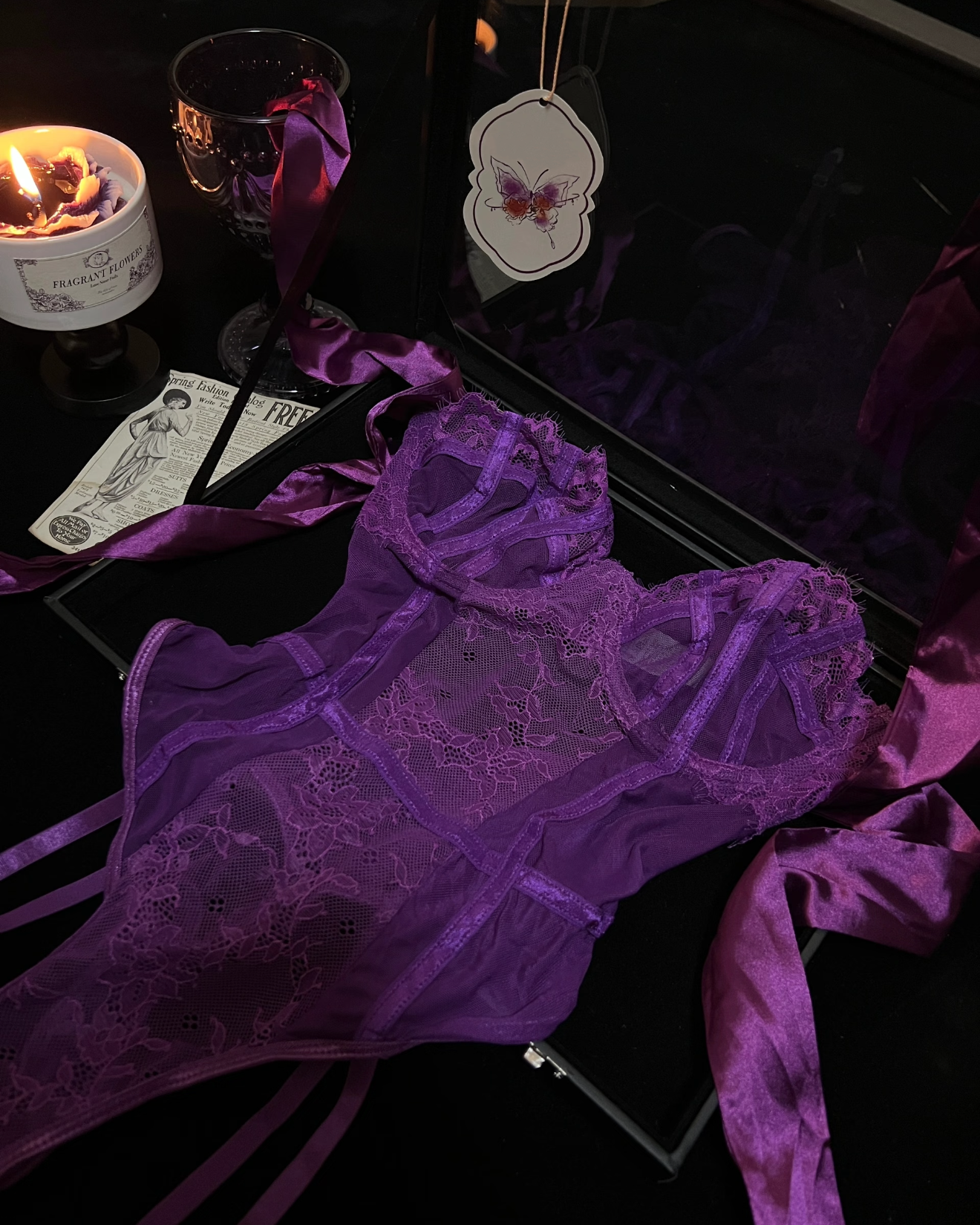 "Purple Seduction"  Lace Corset with Bowknot