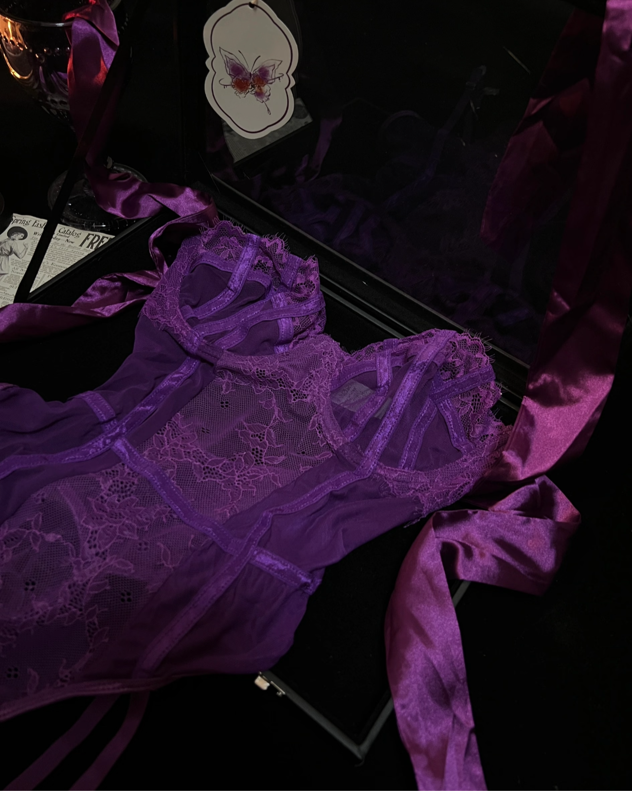 "Purple Seduction"  Lace Corset with Bowknot