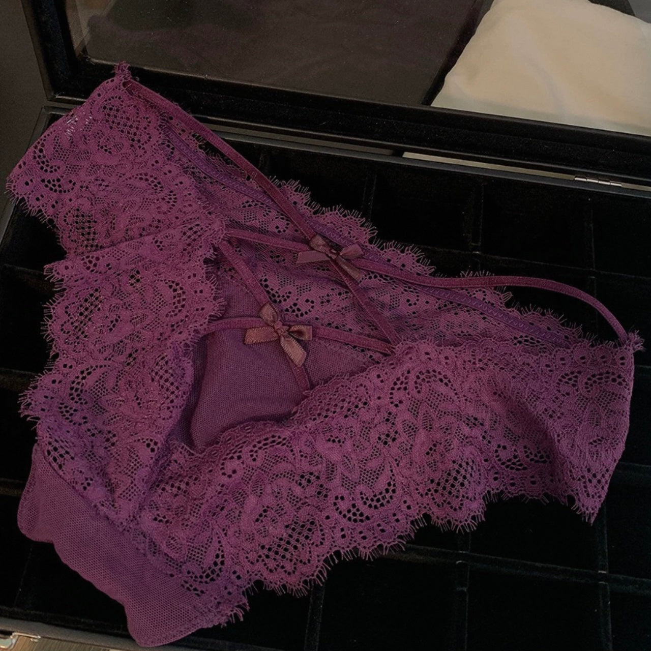 "Purple Seduction" Bow Strap Lace Panty