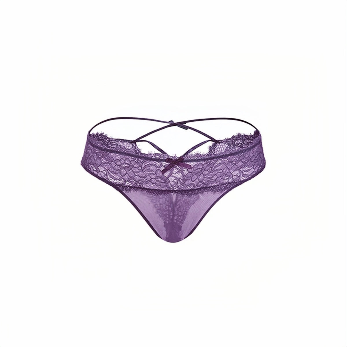 "Purple Seduction" Bow Strap Lace Panty
