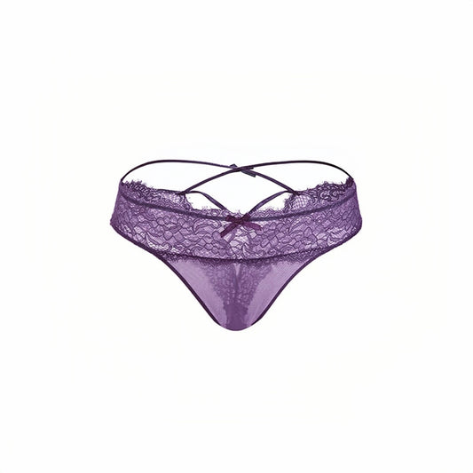 "Purple Seduction" Bow Strap Lace Panty